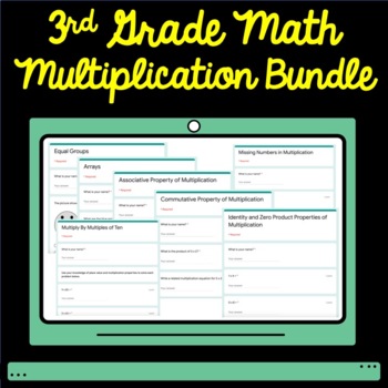 Preview of 3rd Grade Math Multiplication Google Form Assessment Bundle