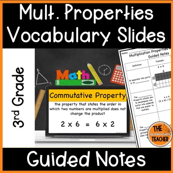 Preview of 3rd Grade Multiplication Properties Vocabulary Slides and Guided Notes