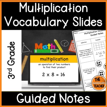 Preview of 3rd Grade Multiplication Vocabulary Slides and Guided Notes