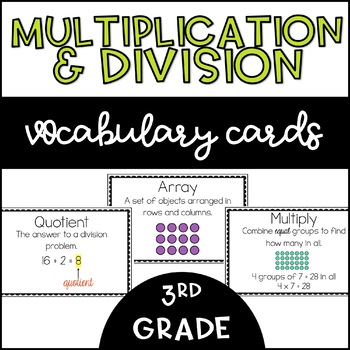 Preview of 3rd Grade Multiplication and Division Vocabulary Cards