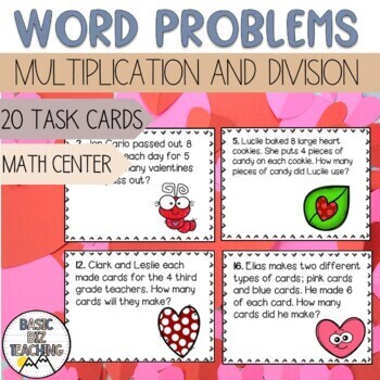 Preview of 3rd Grade Multiplication and Division Word Problems Valentine's Day