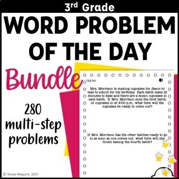 Preview of 3rd Grade Multi Step Word Problems of the Day Math Story Problems All Operations