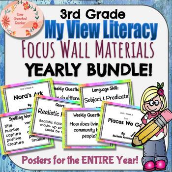 Preview of 3rd Grade My View Literacy Focus Wall YEARLY BUNDLE! Posters for ALL YEAR!