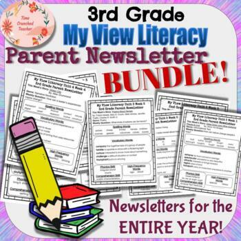 Preview of 3rd Grade My View Literacy PARENT NEWSLETTERS BUNDLE Newsletters for ALL YEAR!