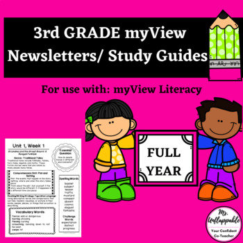 Preview of 3rd Grade My View Literacy Parent Newsletters| Student Study Guides for All Year