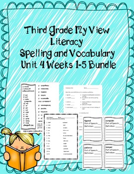 Preview of 3rd Grade My View Literacy Unit 4 Weeks 1-5 Spelling and Vocabulary Bundle