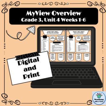 Preview of 3rd Grade MyView Unit 4 Weeks 1-6 Weekly Overview Spelling List Parent Letter
