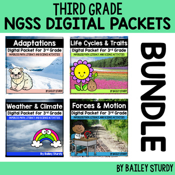 Preview of 3rd Grade NGSS Math Science and Literacy Digital Packet Bundle