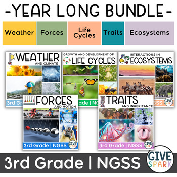 Preview of 3rd Grade - NGSS Science Bundle - YEAR LONG Curriculum - FIVE Units