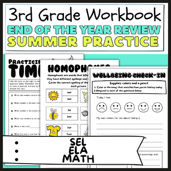 Preview of 3rd Grade Summer Workbook / End the of Year Review / Print and Go