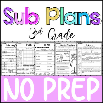 Preview of 3rd Grade - NO PREP - Emergency Sub Plans