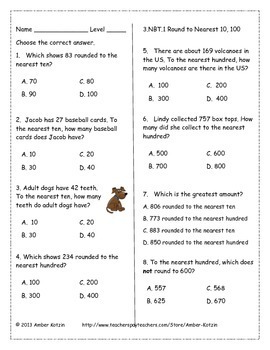 3rd grade number and operations in base ten common core worksheets