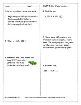 3rd Grade *NUMBER AND OPERATIONS IN BASE TEN* Common Core ...