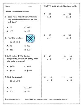 3rd Grade *NUMBER AND OPERATIONS IN BASE TEN* Common Core Worksheets
