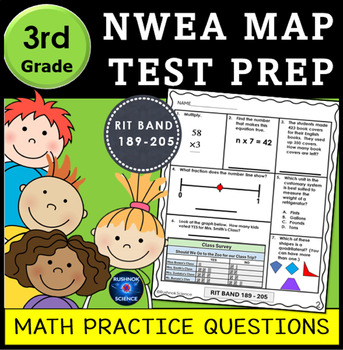 Preview of 3rd Grade NWEA MAP Math Test Prep, Math Review Worksheets, Practice Questions