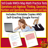 3rd Grade NWEA MAP Math Test Prep RIT Bands 161 - 220 SELF-GRADING GOOGLE FORMS!