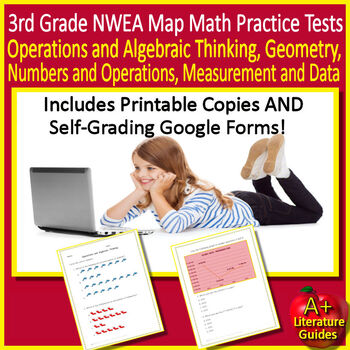 Preview of 3rd Grade NWEA Map Math Practice Tests - Printable and Google - Spiral Test Prep