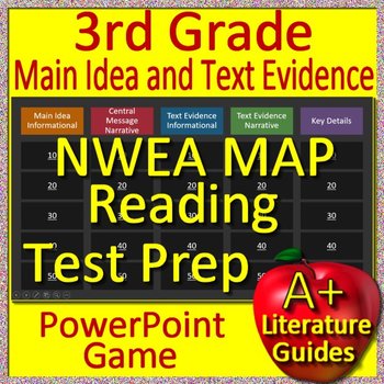 Preview of 3rd Grade NWEA MAP Test Prep Game - Main Idea and Text Evidence