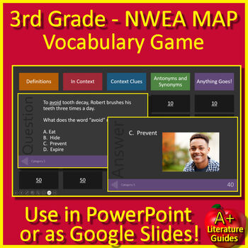 Preview of 3rd Grade NWEA MAP Vocabulary Game Reading Test Prep for PowerPoint or Google
