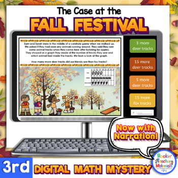 Preview of 3rd Grade Narrated Digital Math Mystery Fall Fun