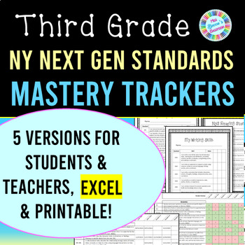 Preview of 3rd Grade New York Next Gen Standards Checklists for ELA and Math - Excel & PDF
