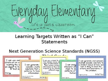 Preview of 3rd Grade Next Gen. Sci. Standards (NGSS) - I Can Statement Posters - EDITABLE