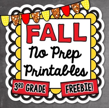Preview of 3rd Grade No Prep Fall Printables FREEBIE