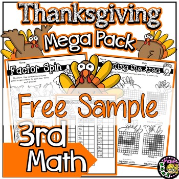 Preview of 3rd Grade No Prep Math for Thanksgiving - Free Sample - Multiples - Worksheet