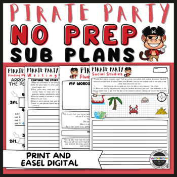 Preview of 3rd Grade No Prep Print and Go Emergency Sub Plans-Pirate Party