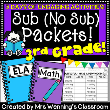 Preview of 3rd Grade (No Sub) Sub Packets! 2+ Days of Sub Activities!