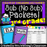 3rd Grade (No Sub) Sub Packets! 3 Days of Third Grade Sub 