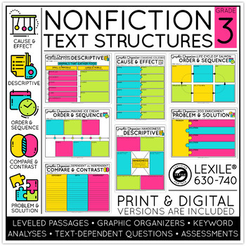 Preview of 3rd Grade Nonfiction Text Structures Reading Comprehension