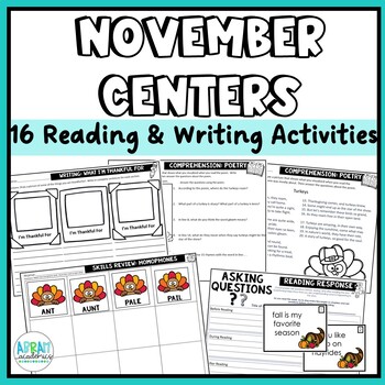 Preview of 3rd Grade November Literacy Centers - Reading & Writing Choice Board Activities