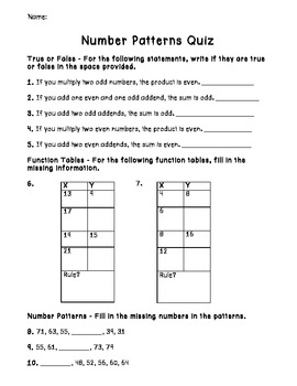 3rd grade number patterns assessment by the pacer patch tpt