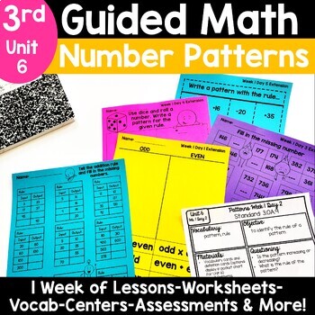 Preview of 3rd Grade Number Patterns Worksheets Activities Lessons 3.OA.9 Guided Math