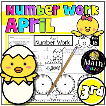 Preview of 3rd Grade Number of the Day April - Daily Morning Math - Numeration - Easter -
