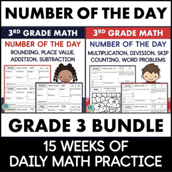 Preview of 3rd Grade Math Daily Review Packet Number of the Day Worksheets