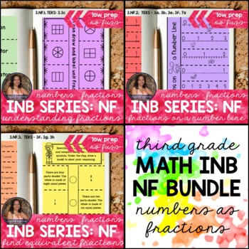 Preview of 3rd Grade Numbers As Fractions Interactive Notebook Bundle | Foldable Activities