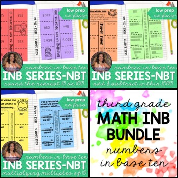 Preview of 3rd Grade Numbers in Base Ten Interactive Notebook Bundle | Foldable Activities