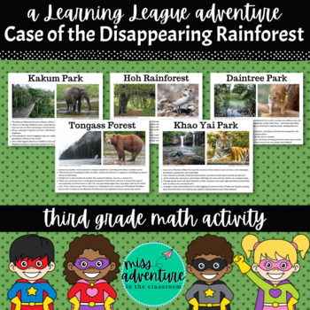 Preview of 3rd Grade October Math Adventure- Case of the Disappearing Rainforest