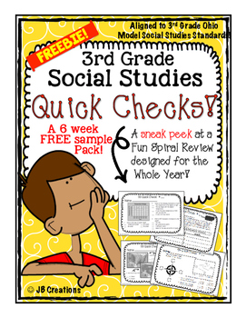 Preview of 3rd Grade Ohio Social Studies Review Activity Freebie Set (Ohio Model)