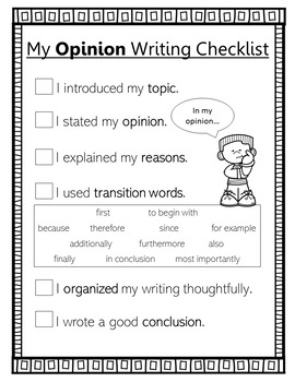 writing checklist third grade