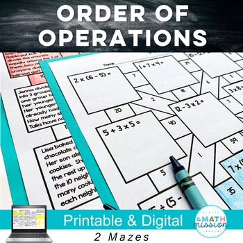 Preview of 3rd Grade Order of Operations Digital & Printable Maze Activities