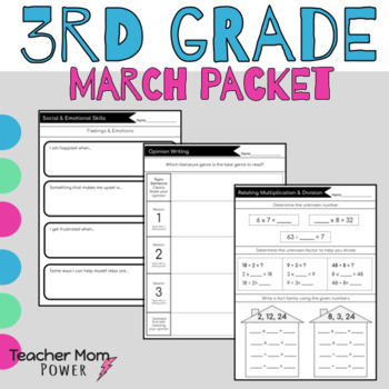 Preview of 3rd Grade March Packet: All Subjects {Morning Work, Extra Practice, Homework}