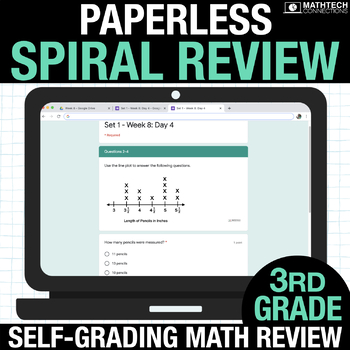 Preview of Digital Math Spiral Review 3rd Grade Paperless Morning Work Google Forms Math