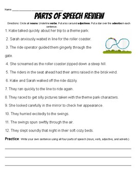 parts of speech worksheets third grade