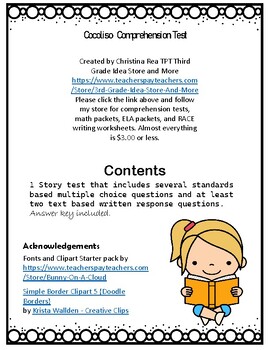 3rd Grade Pearson MyView Cocoliso Story Test Unit 1 Week 3 | TpT