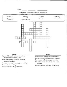 3rd grade pearson myview unit 2 week 1 patterns in nature vocabulary worksheets