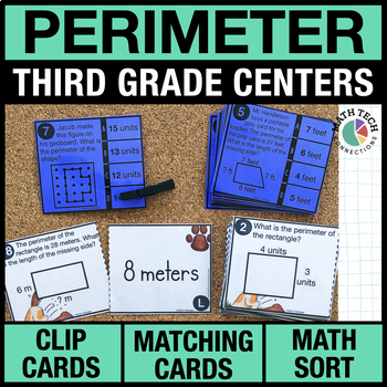 Preview of 3rd Grade Perimeter Math Centers - 3rd Grade Math Games | 3rd Grade Task Cards