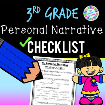 Preview of 3rd Grade Personal Narrative Checklist for Writing - PDF and digital!!